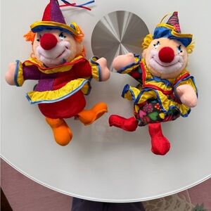 Vintage 1990s Plush Clown Doll Set battery operated (untested)